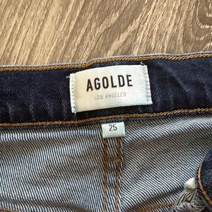 Agolde Dark Indigo High-Rise Jeans with Copper Button